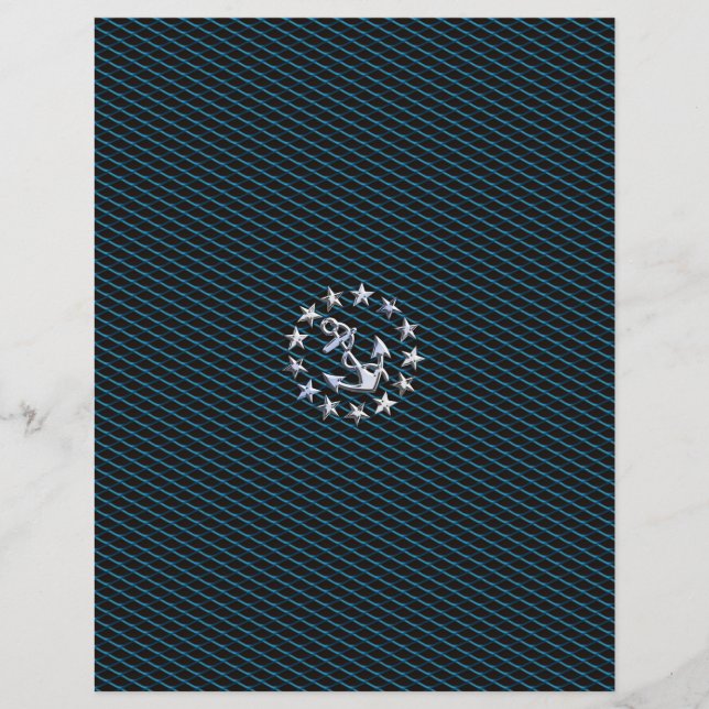Blue Chrome Stil Yacht Flagga on Grille Print (Framsida)