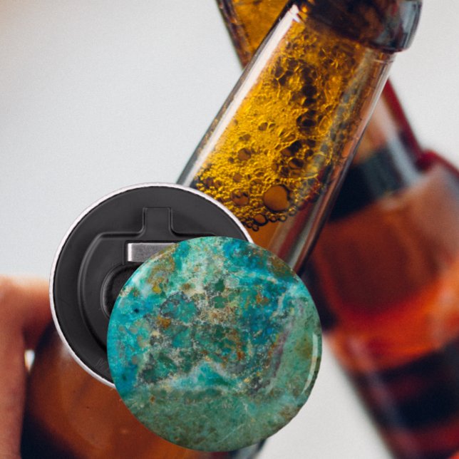 Blue Chrysocolla Mineral Stone Flasköppnare (In Situ Beer Bottle)