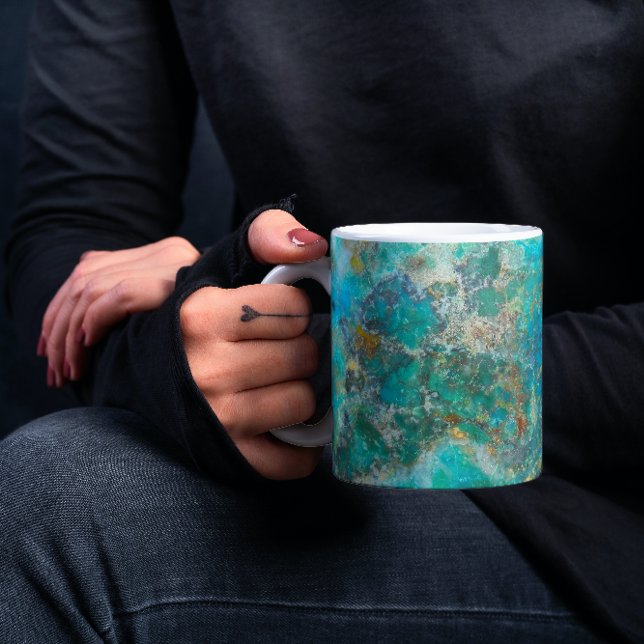 Blue Chrysocolla Mineral Stone Kaffemugg (In Situ Held)