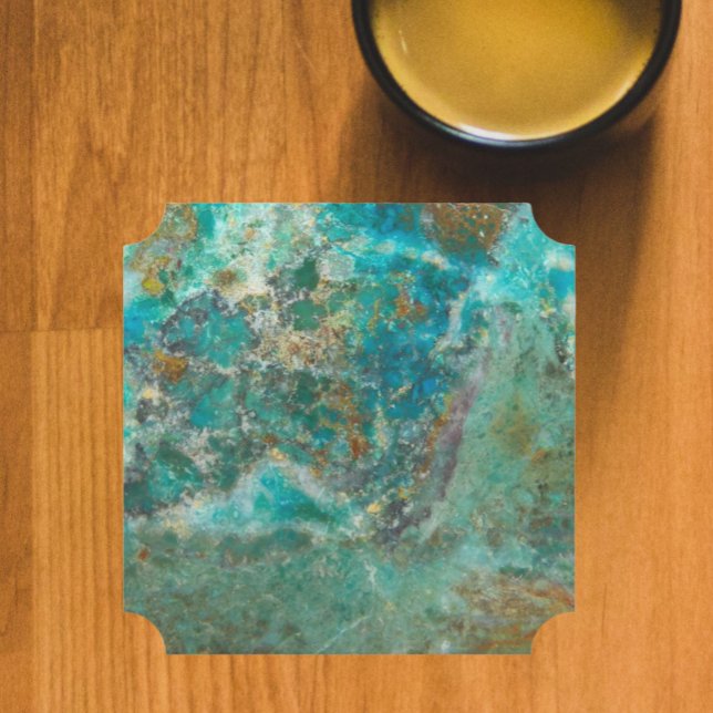 Blue Chrysocolla Mineral Stone Underlägg Papper (In Situ Mug)