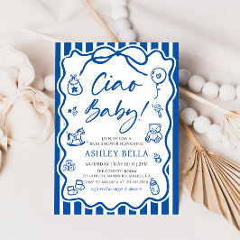 Blue Ciao Baby Whimsical Italy Baby Shower Inbjudningar