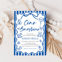 Blue Ciao Bambino Whimsical Italy Baby Shower