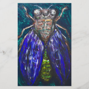 Blue Cicada (målning av insekten Surreal Realism)
