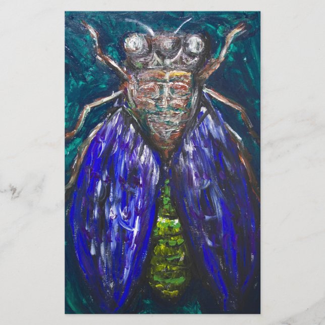Blue Cicada (målning av insekten Surreal Realism) (Framsida)