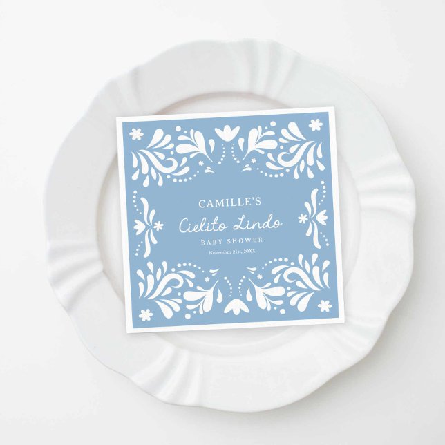 Blue Cielito Lindo Boy Baby Shower Pappersservett (Blue Cielito Lindo Boy Baby Shower Paper napkins)