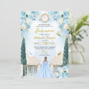 Blue Cinderella Princess Fairy Quinceanera Inbjudningar