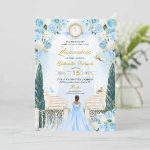Blue Cinderella Princess Fairy Quinceanera Inbjudningar
