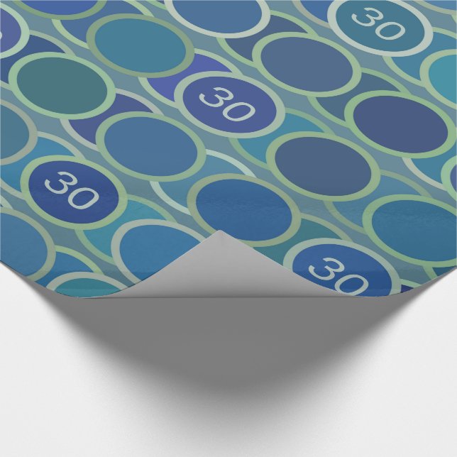 Blue Circles Pattern Custom Birthday Age Presentpapper (Hörn)