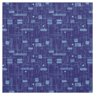 Blue Circuit Board Mönster Tyg