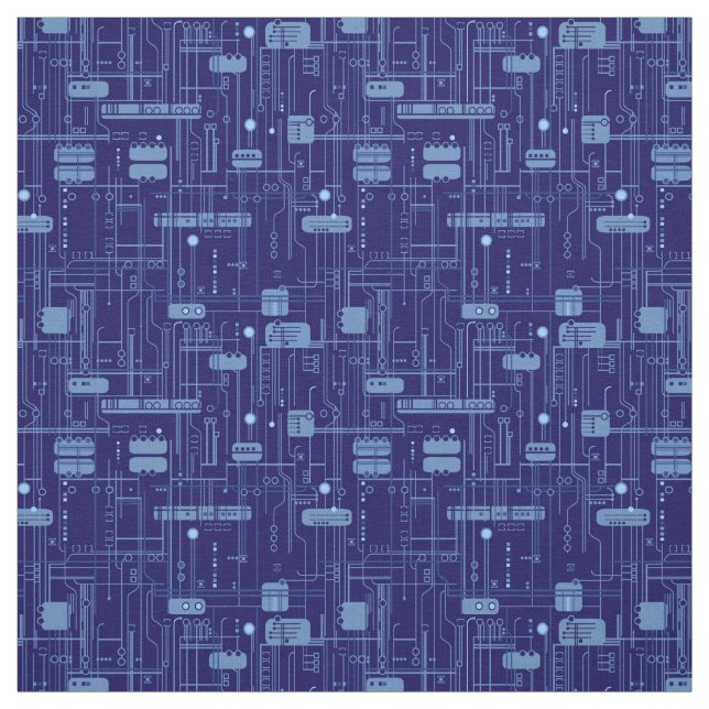 Blue Circuit Board Mönster Tyg (Provkarta)