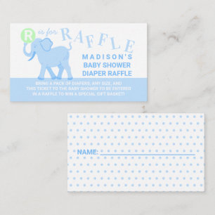 Blue Circus Cute Elephant Diaper Raffle Biljett Tilläggskort