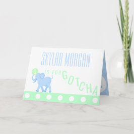 Blue Circus Elephant Cute Adoption Gotcha Day Kort