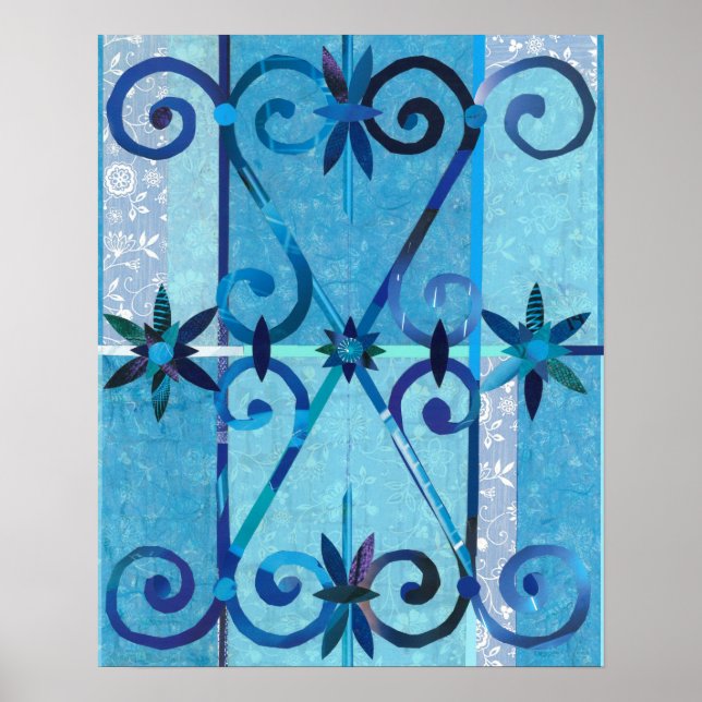 Blue City CHEFCHAOUEN Papper Collage Poster (Framsidan)