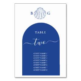Blue Clam Seashells Coastal Seaside Beach Wedding Bordsnummer
