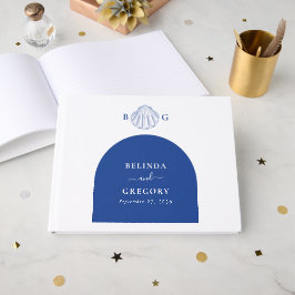 Blue Clam Seashells Coastal Seaside Beach Wedding Gästböcker