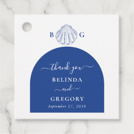 Blue Clam Seashells Coastal Seaside Beach Wedding Gåvor Etiketter