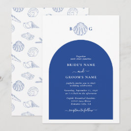 Blue Clam Seashells Coastal Seaside Beach Wedding Inbjudningar