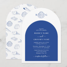 Blue Clam Seashells Coastal Seaside Beach Wedding 