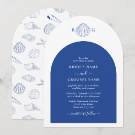 Blue Clam Seashells Coastal Seaside Beach Wedding  Inbjudningar