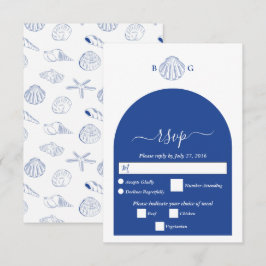 Blue Clam Seashells Coastal Seaside Beach Wedding OSA Kort