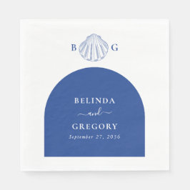 Blue Clam Seashells Coastal Seaside Beach Wedding Pappersservett