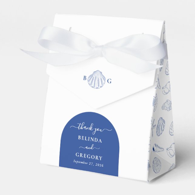 Blue Clam Seashells Coastal Seaside Beach Wedding Presentaskar (Framsidan Sidan)