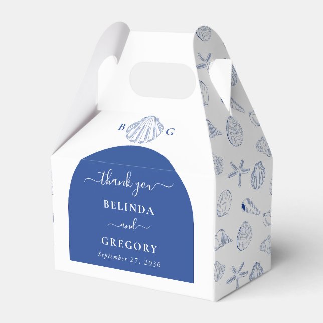 Blue Clam Seashells Coastal Seaside Beach Wedding Presentaskar (Framsidan Sidan)