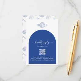 Blue Clam Seashells Coastal Seaside Beach Wedding Tilläggskort