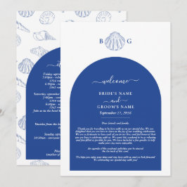 Blue Clam Seashells Coastal Wedding Itinerary Program