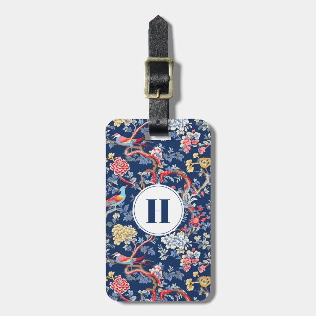 Blue Classic Chinoiserie Luggage Tag Bagagebricka (Vertikal Framsida)