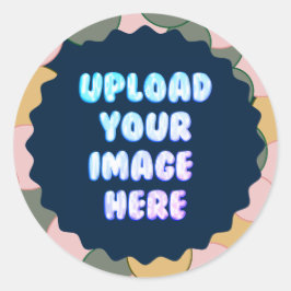 Blue Classic Round Sticker with a Business Logo Runt Klistermärke