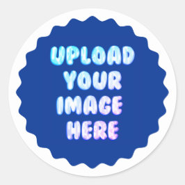 Blue Classic Round Sticker with a Business Logo Runt Klistermärke