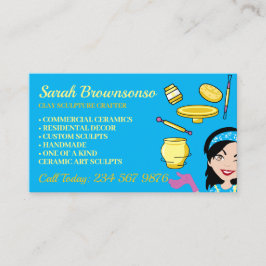 Blue Clay Ceramic Pottery Dam Chef Crafter Visitkort
