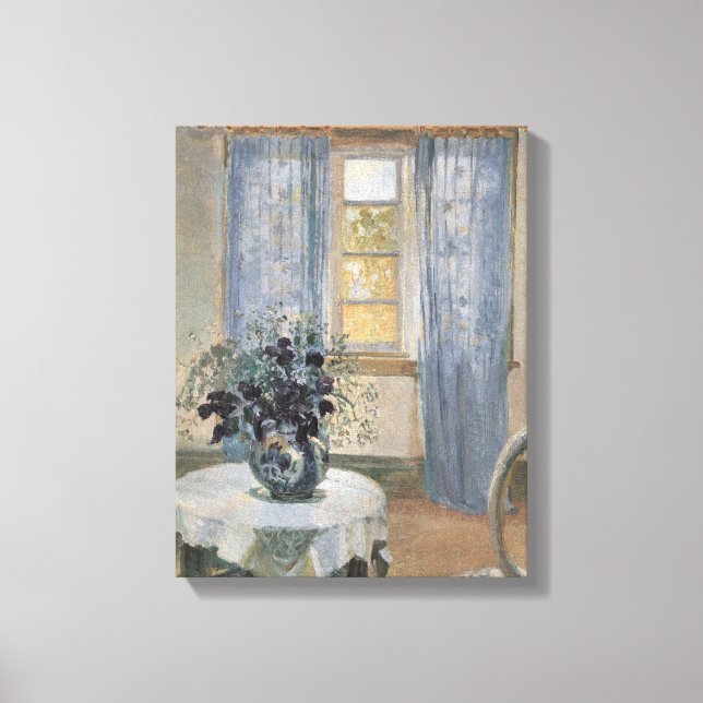 Blue Clematis in the Artist's Studio, Anna Ancher Canvastryck (Framsida)