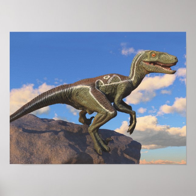 Blue Clever Girl Velociraptor dinosaur Poster (Framsidan)