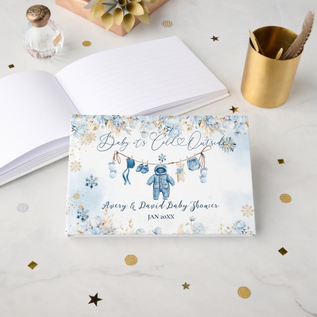 Blue ClothestLine-Kallet utanför Pojke Shower Gästböcker (Framsida öppen)