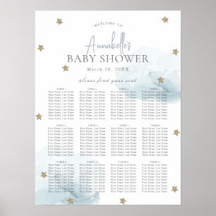 Blue Cloud 9 Baby Shower Välkomstdiagram för babys Poster