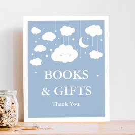 Blue Cloud Baby Shower Bokar och Gift Poster