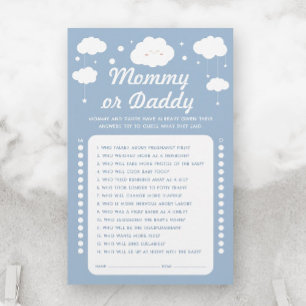 Blue Cloud Baby Shower Game Game Gissa Mamma eller