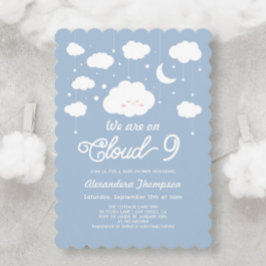 Blue Cloud Baby Shower Inbjudningar
