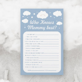 Blue Cloud Baby Shower-spel som känner Mamma bäst