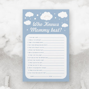 Blue Cloud Baby Shower-spel som känner Mamma bäst