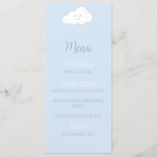 Blue Cloud Boy Shower Menu Meny