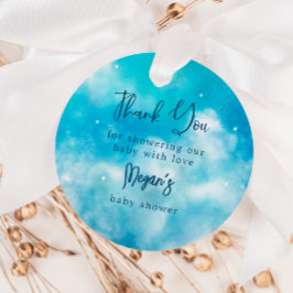 Blue Cloud Nine Baby Shower Gåvor Etiketter