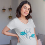 Blue Cloud Nine Baby Shower T Shirt<br><div class="desc">Boho och drömmande babydusch t-shirt-design med vattenfärg illustration av turkosa blå moln. I texten står det: "Vi är på molnet nio."</div>