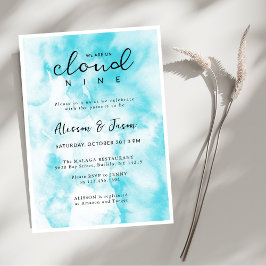 Blue Cloud Nine Modern Snyggt Baby Shower Inbjudningar