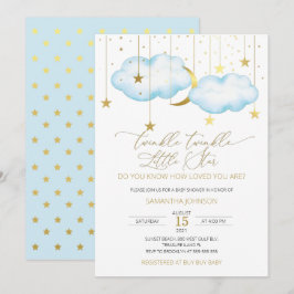Blue Cloud Twinkle Twinkle Little Star-inbjudan Inbjudningar