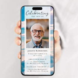 Blue Clouds Photo Funeral Digital Evite Inbjudningar