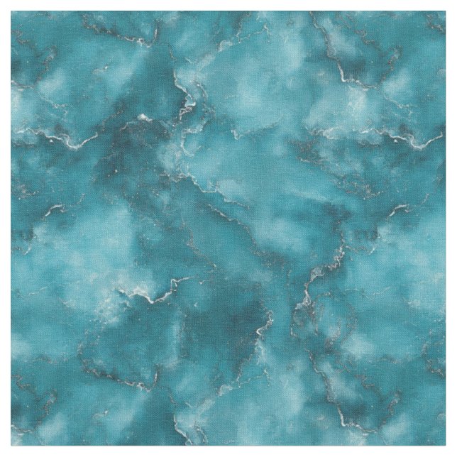 Blue Cloudy Marble Tyg (Närbild)