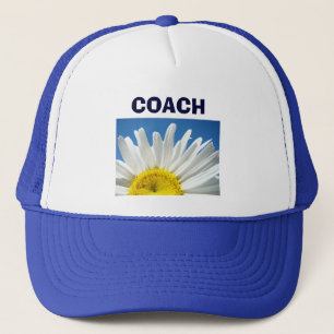Blue Coach Sport Hats White Daisy Flower School Truckerkeps